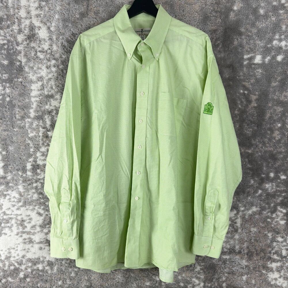 Fairway & Greene Mens Size XL Golf Embroidered Checkered Button Shirt Green